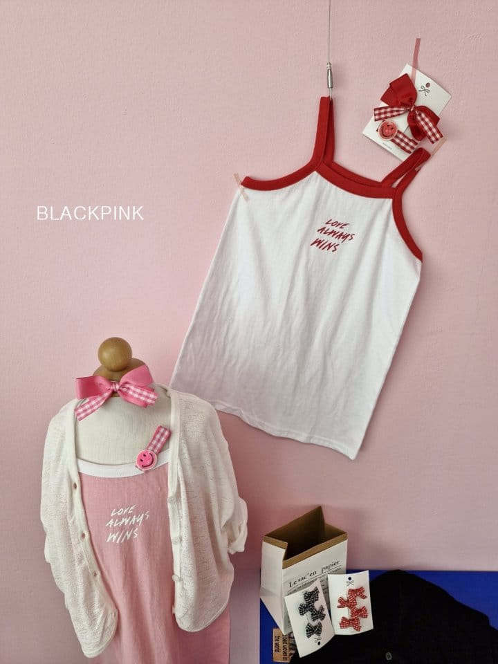 Black Pink - Korean Children Fashion - #minifashionista - Love String Sleeveless One-Piece - 5