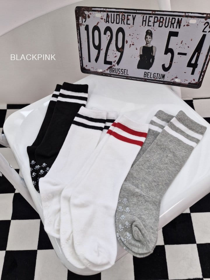 Black Pink - Korean Children Fashion - #minifashionista - Two Line Socks 4 type Set - 10