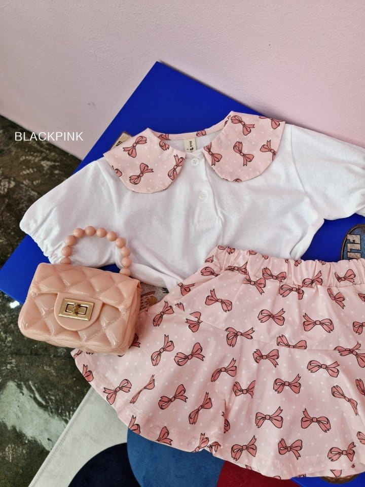 Black Pink - Korean Children Fashion - #magicofchildhood - Dot Ribbon Top Bottom Set - 4