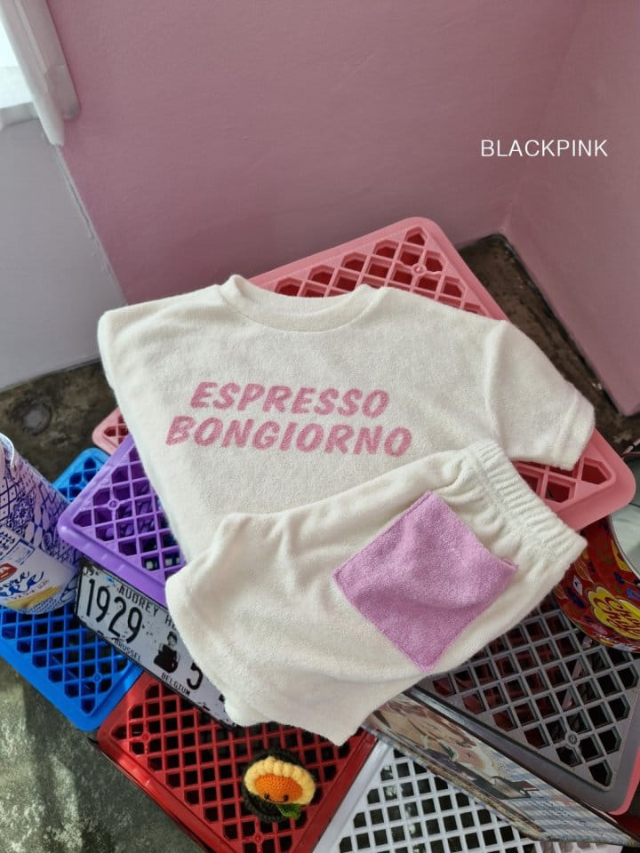 Black Pink - Korean Children Fashion - #minifashionista - Espresso Terry Top Bottom Set - 4