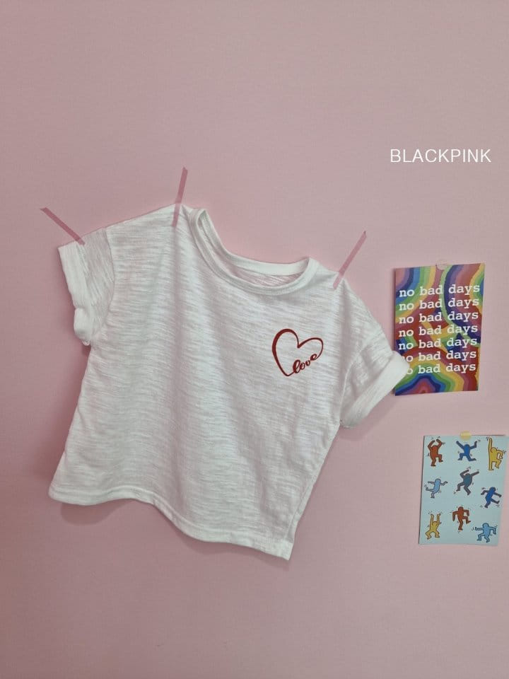 Black Pink - Korean Children Fashion - #prettylittlegirls - Heart Slub Tee - 9