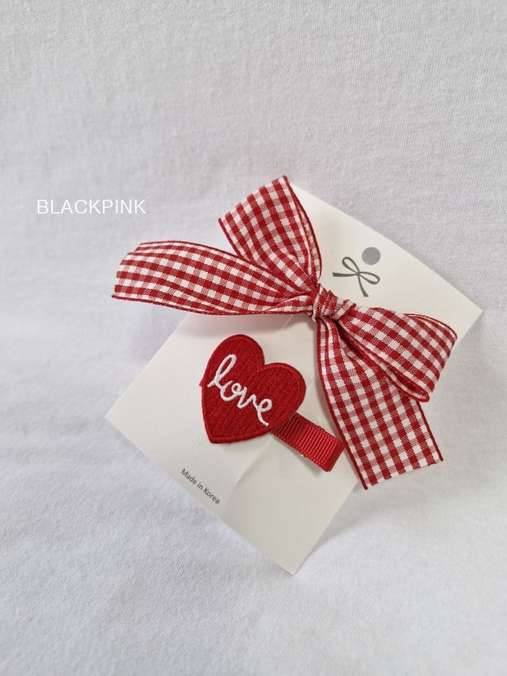 Black Pink - Korean Children Fashion - #prettylittlegirls - Check Heart Ribbon Set - 9