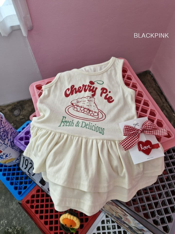 Black Pink - Korean Children Fashion - #todddlerfashion - Cherry Two Layered Frill One-Piece - 9