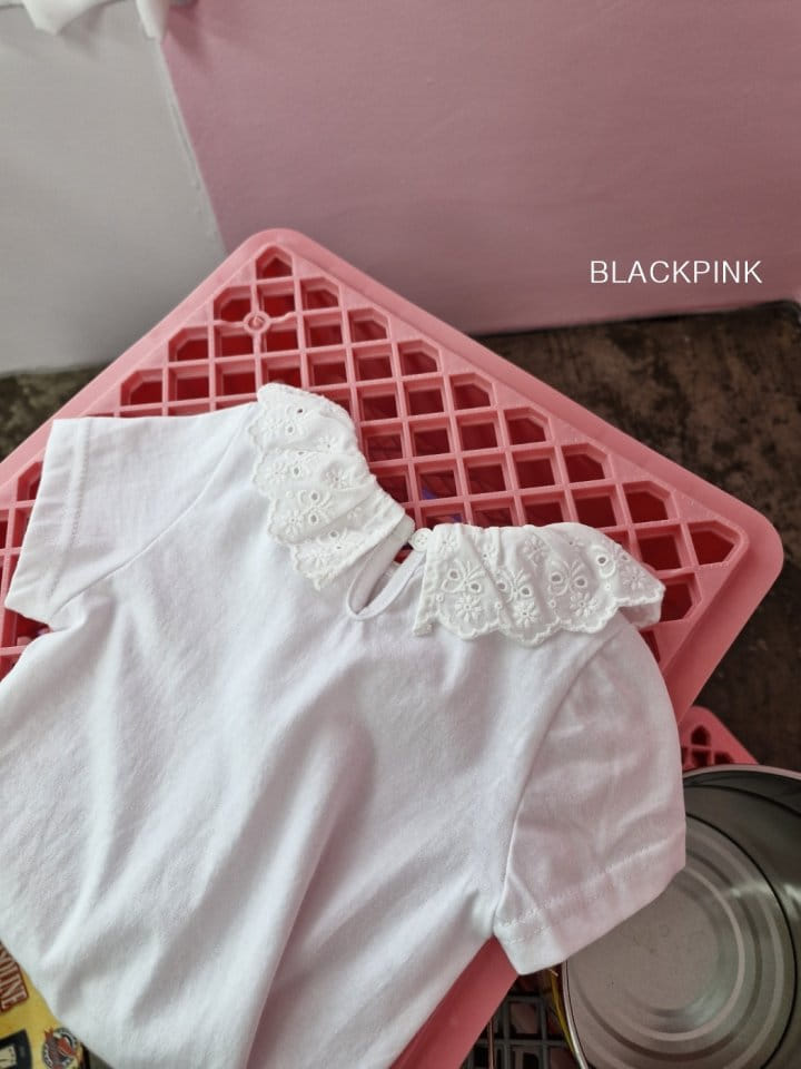 Black Pink - Korean Children Fashion - #toddlerclothing - Loty Lace Frill Tee - 8