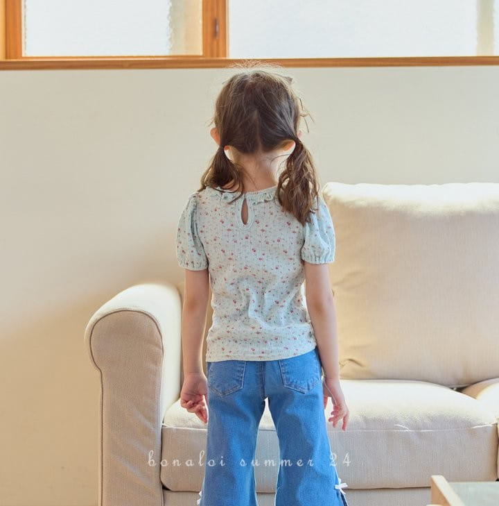 Bonaloi - Korean Children Fashion - #kidzfashiontrend - Eyelet Ribbon Tee - 6