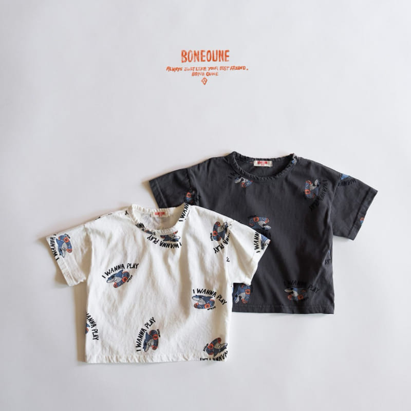 Boneoune - Korean Children Fashion - #kidsshorts - Shark Short Sleeve Tee - 11