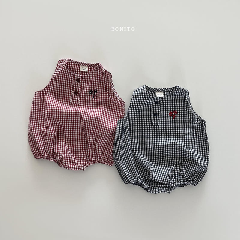 Bonito - Korean Baby Fashion - #babyoninstagram - Check Sleevelss Body Suit