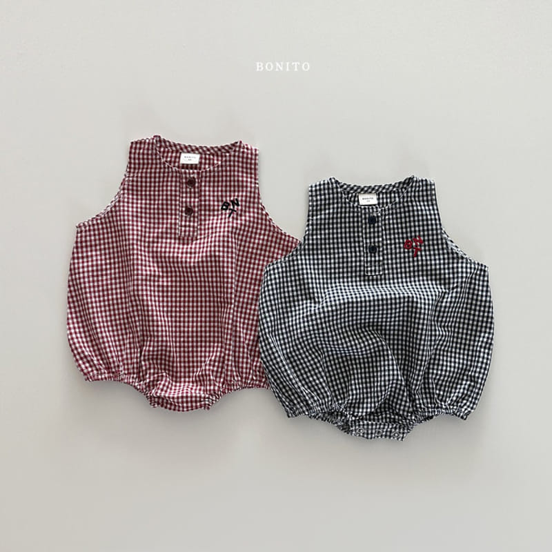 Bonito - Korean Baby Fashion - #babyootd - Check Sleevelss Body Suit - 2