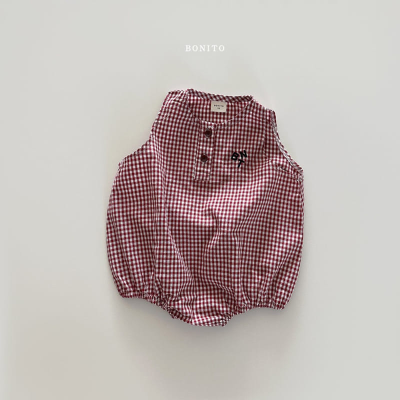 Bonito - Korean Baby Fashion - #onlinebabyboutique - Check Sleevelss Body Suit - 6