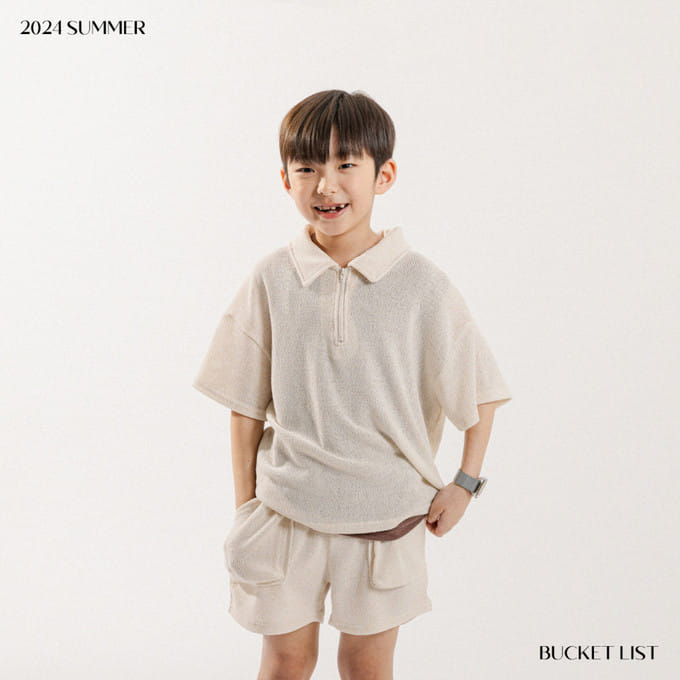 Bucket List - Korean Children Fashion - #childofig - Knit Collar Short Sleeve Tee