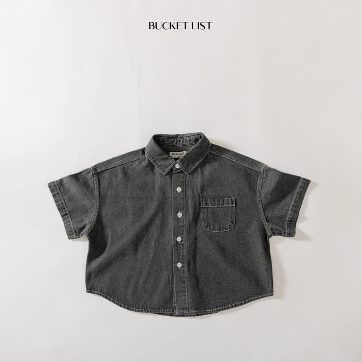 Bucket List - Korean Children Fashion - #childofig - Basic Denim Short Sleeve Shirt - 10