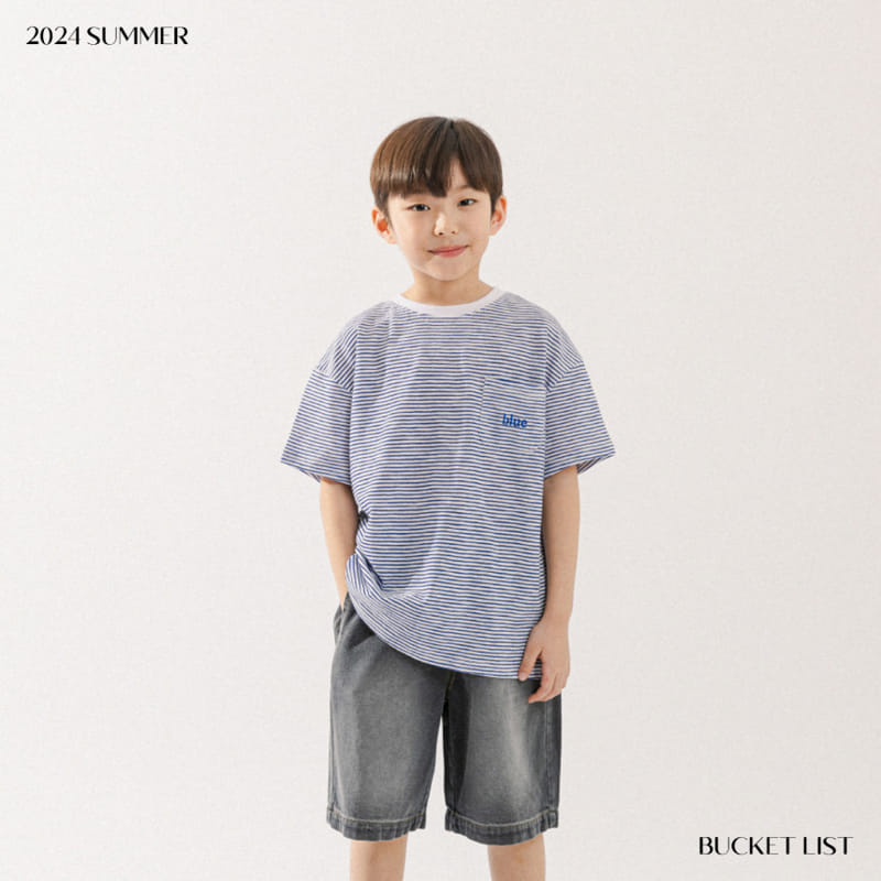 Bucket List - Korean Children Fashion - #designkidswear - Blue Embroidery Short Sleeve Tee - 3