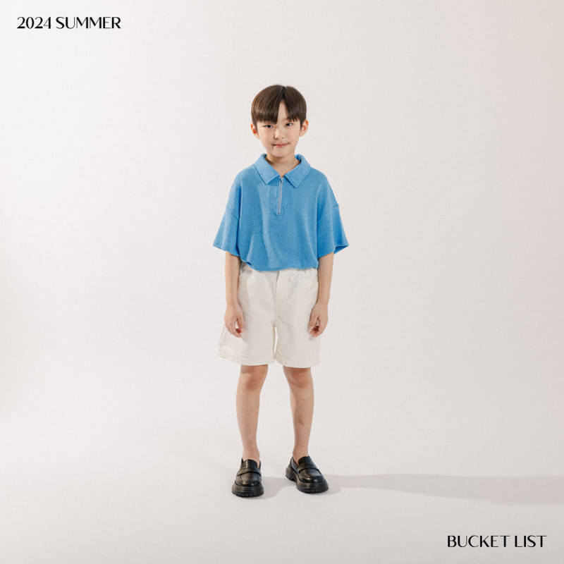 Bucket List - Korean Children Fashion - #kidsshorts - Knit Collar Short Sleeve Tee - 6