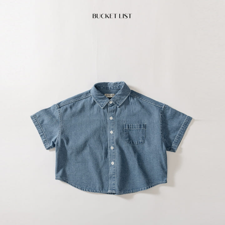 Bucket List - Korean Children Fashion - #minifashionista - Basic Denim Short Sleeve Shirt - 8