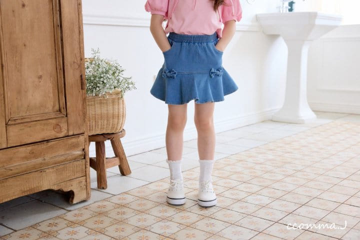 Ccommaj - Korean Children Fashion - #Kfashion4kids - Ribbon Player Denim Skirt