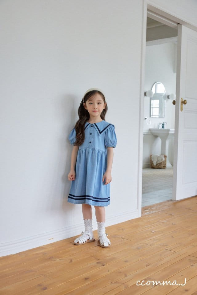 Ccommaj - Korean Children Fashion - #kidzfashiontrend - Lulu Sailor Denim One-Piece - 2