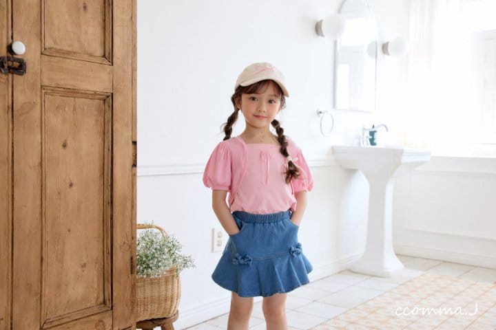 Ccommaj - Korean Children Fashion - #littlefashionista - Ribbon Player Denim Skirt - 2