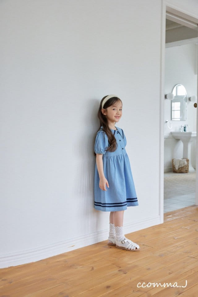 Ccommaj - Korean Children Fashion - #Kfashion4kids - Lulu Sailor Denim One-Piece - 4