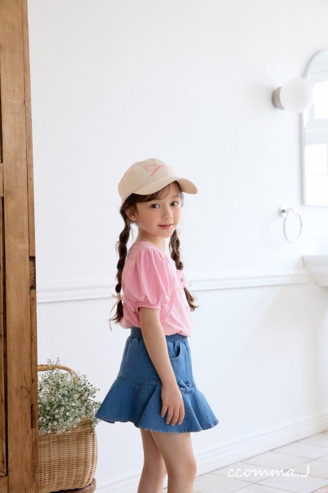 Ccommaj - Korean Children Fashion - #magicofchildhood - Ribbon Player Denim Skirt - 4