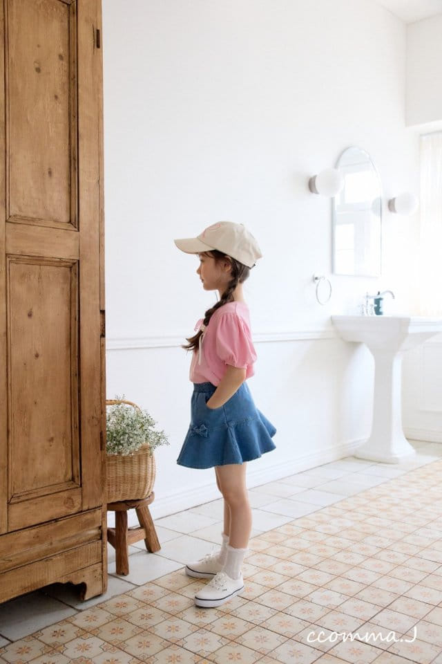 Ccommaj - Korean Children Fashion - #prettylittlegirls - Ribbon Player Denim Skirt - 5