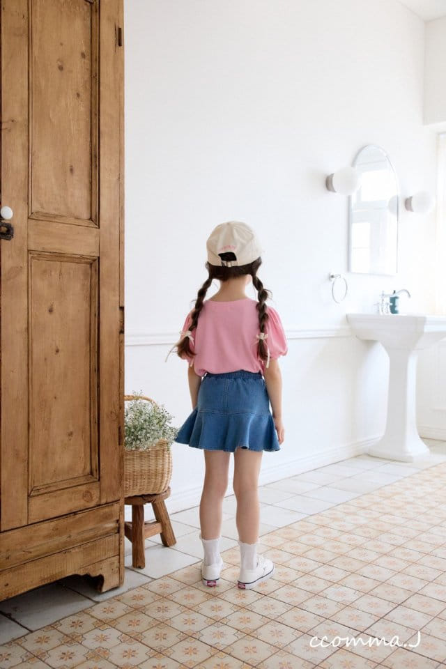 Ccommaj - Korean Children Fashion - #todddlerfashion - Ribbon Player Denim Skirt - 6