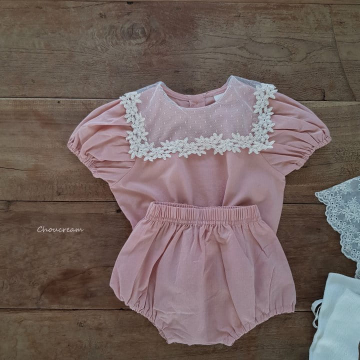 Choucream - Korean Baby Fashion - #babyclothing - Lace Collar Top bottom Set - 11