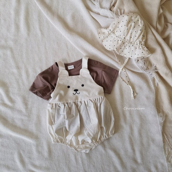 Choucream - Korean Baby Fashion - #babyfashion - Baby Bear Dungarees Body Suit - 5