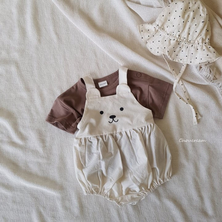 Choucream - Korean Baby Fashion - #babyfever - Baby Bear Dungarees Body Suit - 6