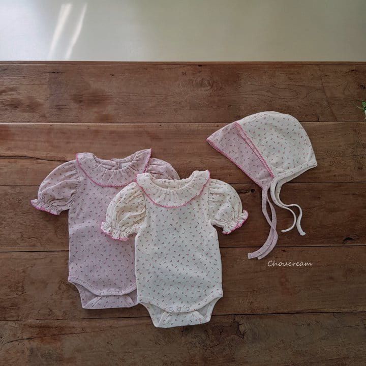 Choucream - Korean Baby Fashion - #babyfever - Pincot Frill Bonnet Body Suit Set