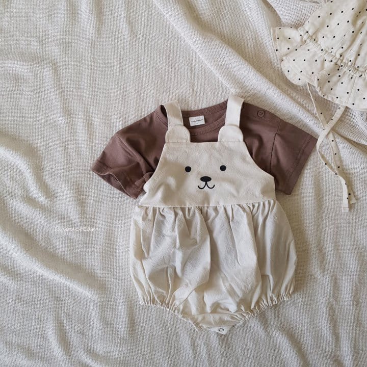 Choucream - Korean Baby Fashion - #babygirlfashion - Baby Bear Dungarees Body Suit - 7