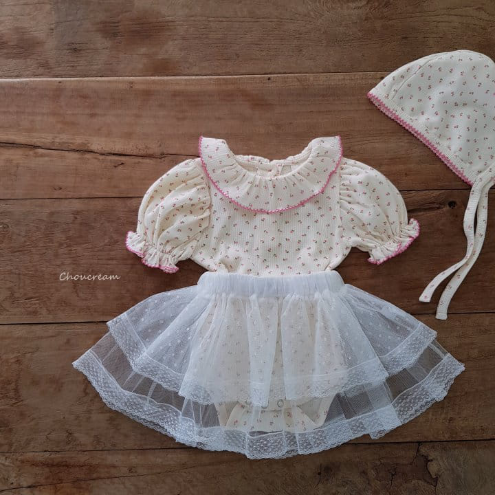 Choucream - Korean Baby Fashion - #babyootd - Pincot Frill Bonnet Body Suit Set - 5