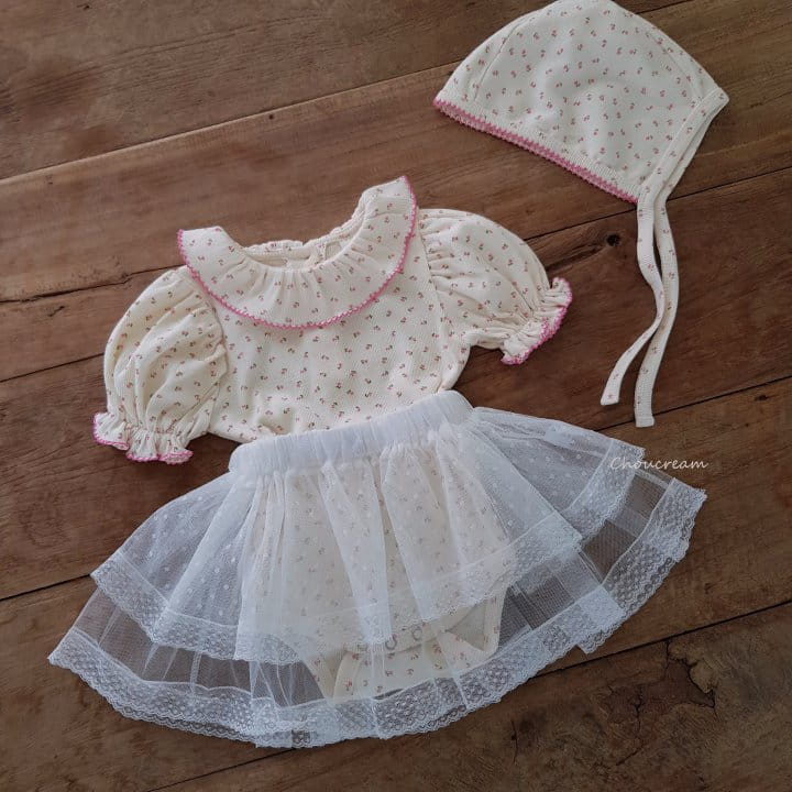 Choucream - Korean Baby Fashion - #babyoutfit - Pincot Frill Bonnet Body Suit Set - 6