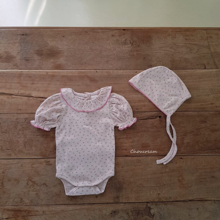 Choucream - Korean Baby Fashion - #babywear - Pincot Frill Bonnet Body Suit Set - 8