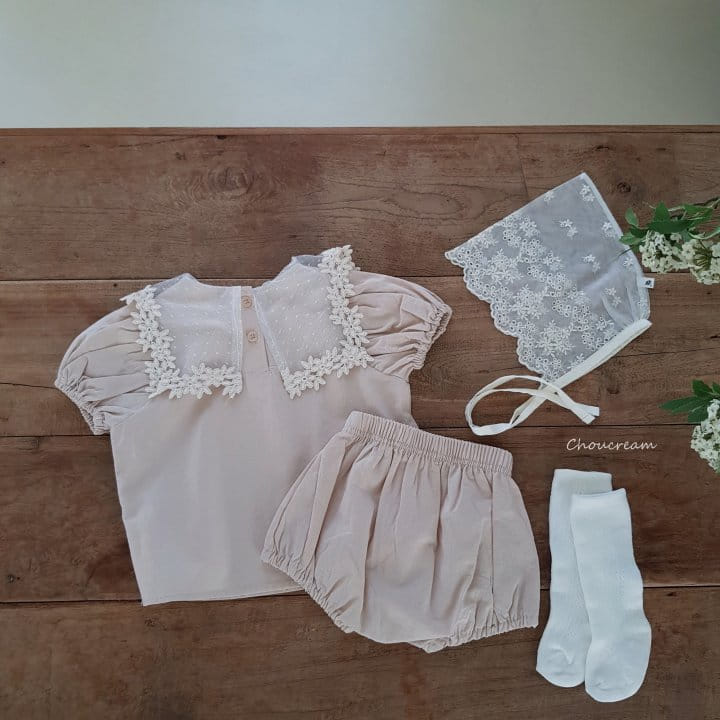 Choucream - Korean Baby Fashion - #onlinebabyshop - Lace Collar Top bottom Set - 7