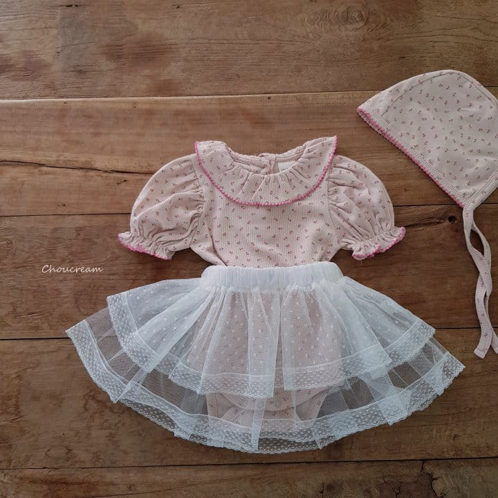 Choucream - Korean Baby Fashion - #smilingbaby - Pincot Frill Bonnet Body Suit Set - 11