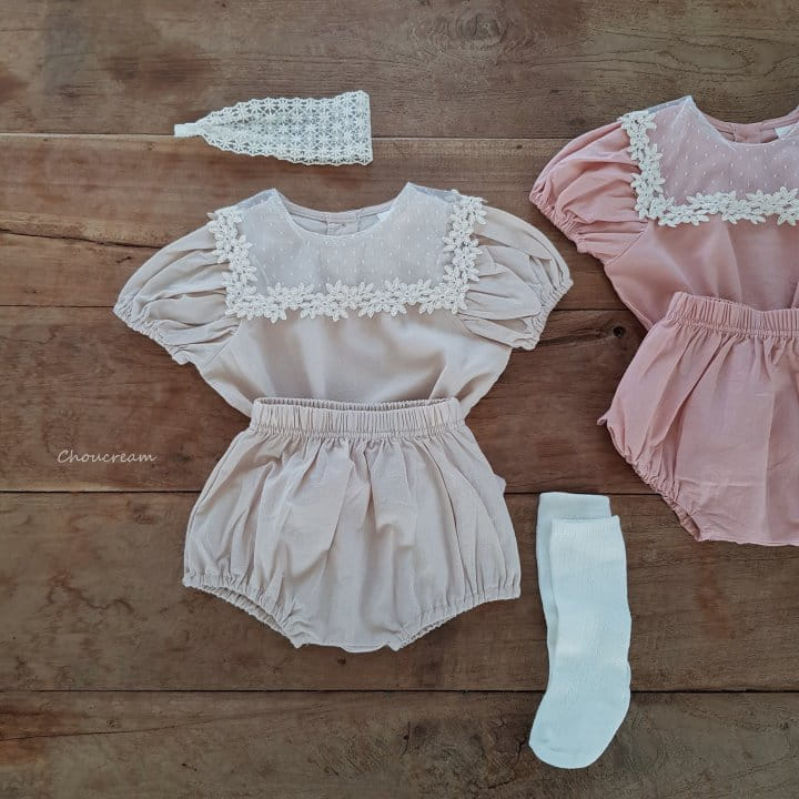 Choucream - Korean Baby Fashion - #smilingbaby - Lace Collar Top bottom Set - 8