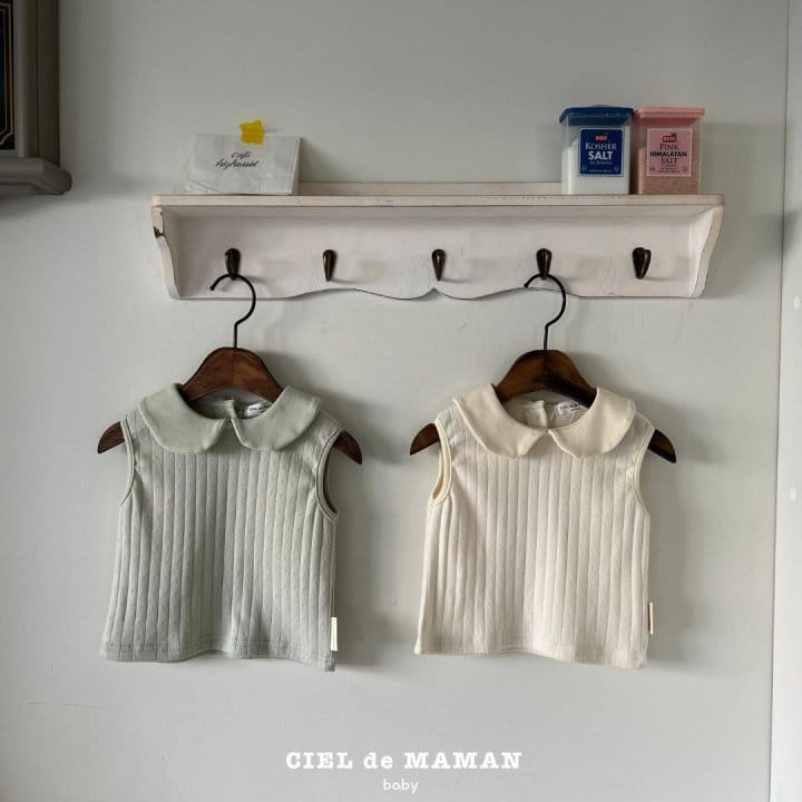 Ciel De Maman - Korean Baby Fashion - #babyootd - Round Collar Sleevelss Tee