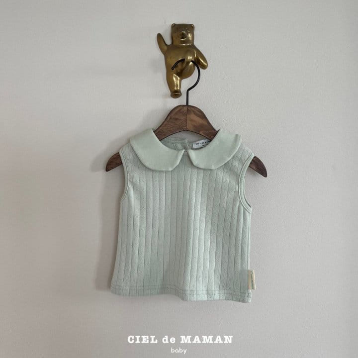 Ciel De Maman - Korean Baby Fashion - #babyoutfit - Round Collar Sleevelss Tee - 3