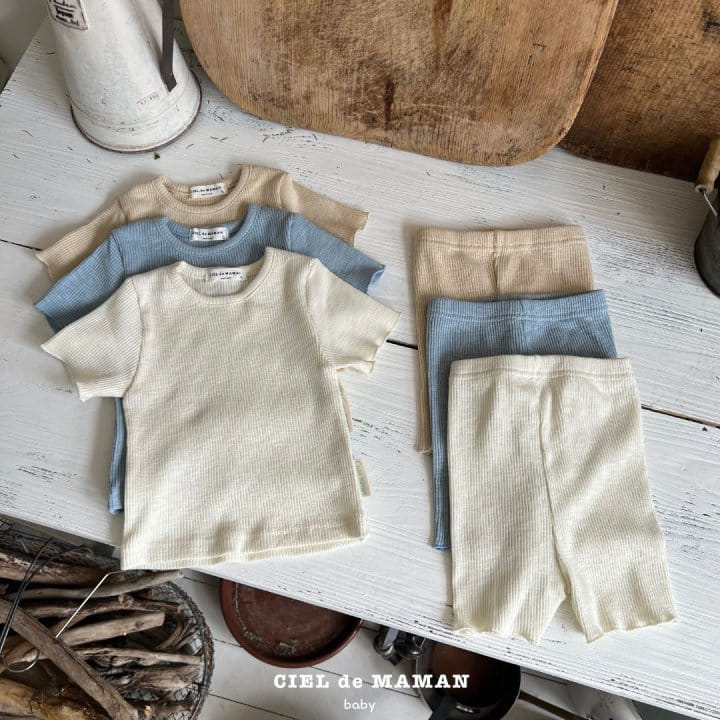 Ciel De Maman - Korean Baby Fashion - #babywear - Modal Short Sleeve Top Bottom Set - 3