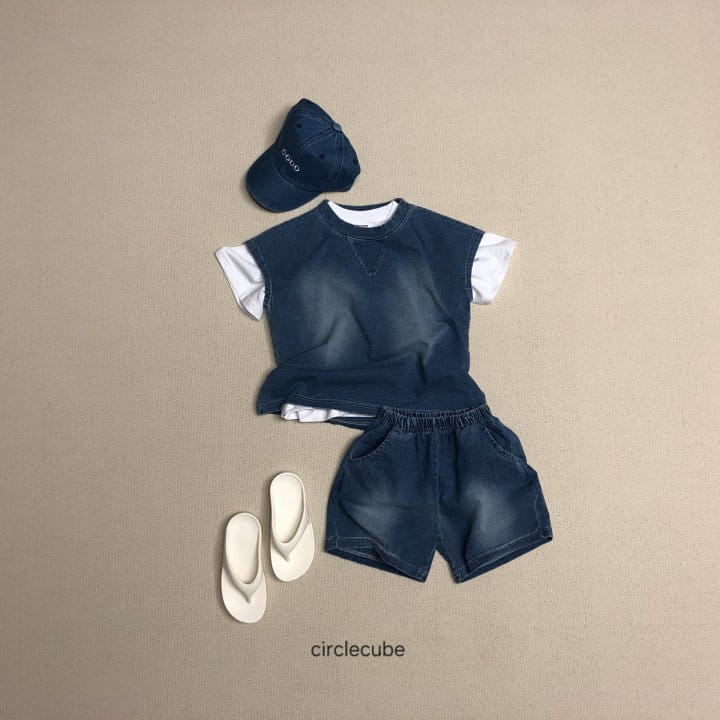 Circle Cube - Korean Children Fashion - #childrensboutique - Indigo Sleeveless Tee - 10