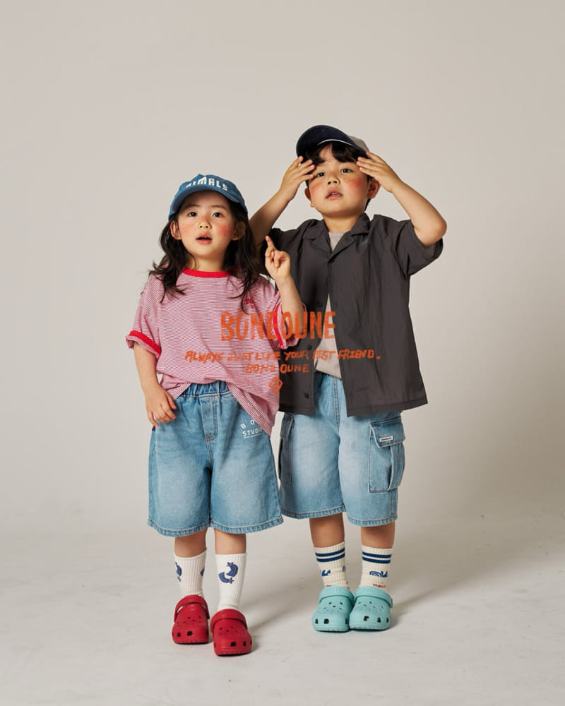 Comma - Korean Children Fashion - #littlefashionista - Double Cargo Denim Shorts - 2