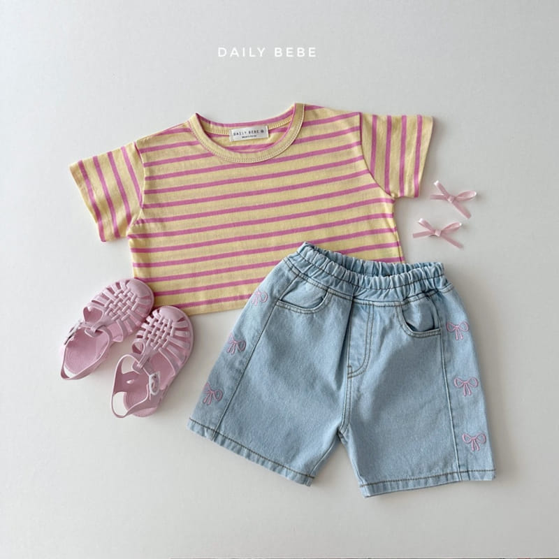 Daily Bebe - Korean Children Fashion - #Kfashion4kids - Embroidery Denim Shorts - 10