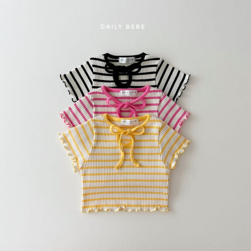 Daily Bebe - Korean Children Fashion - #Kfashion4kids - Terry Ribbon Tee