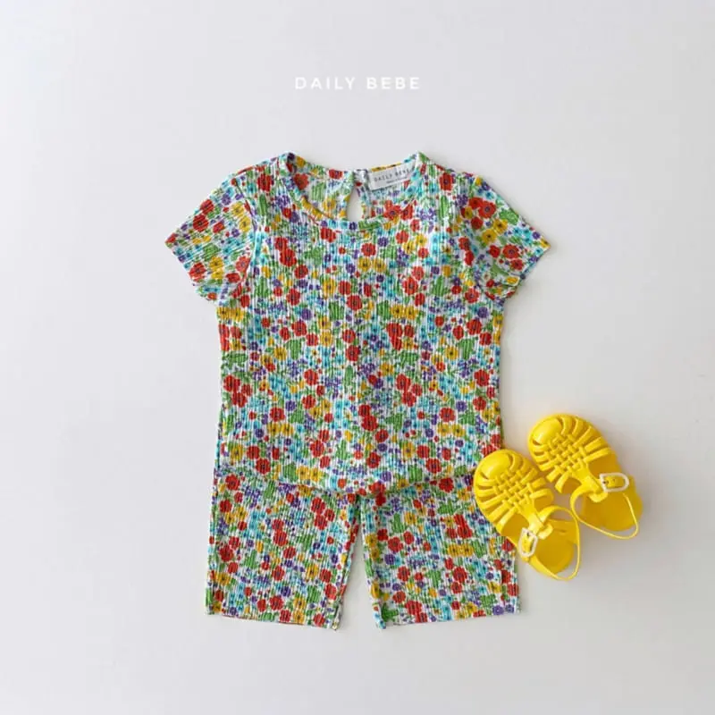 Daily Bebe - Korean Children Fashion - #Kfashion4kids - Pasqueflower Pleats Top Bottom Set - 2