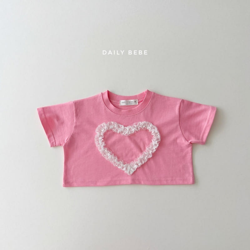 Daily Bebe - Korean Children Fashion - #childofig - Lace Heart Crop Tee - 11