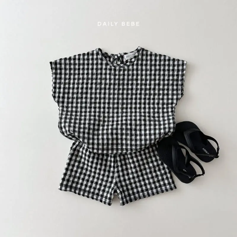 Daily Bebe - Korean Children Fashion - #designkidswear - Check Jijimi Top Bottom Set - 9