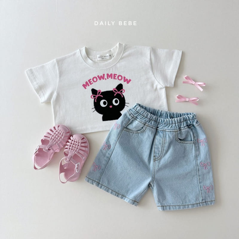 Daily Bebe - Korean Children Fashion - #fashionkids - Embroidery Denim Shorts - 6