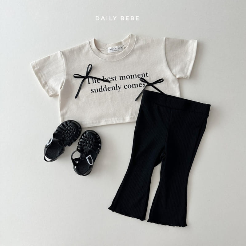 Daily Bebe - Korean Children Fashion - #kidsshorts - Moment Ribbon Tee - 6