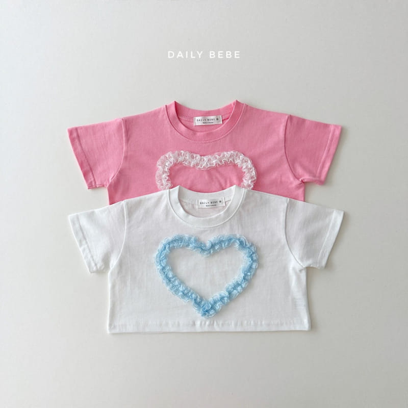 Daily Bebe - Korean Children Fashion - #kidsstore - Lace Heart Crop Tee