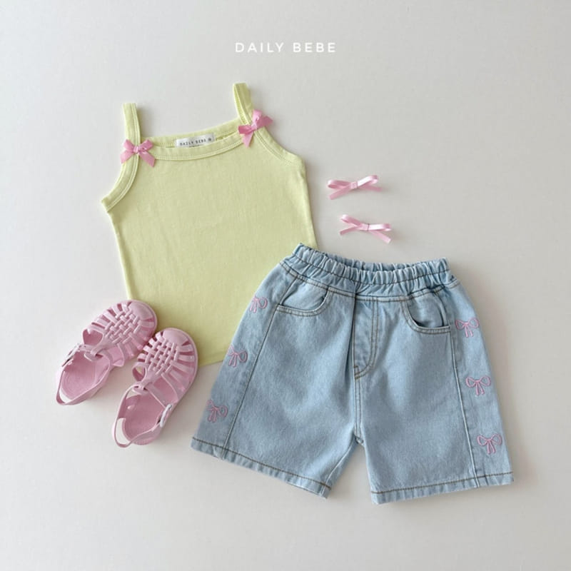 Daily Bebe - Korean Children Fashion - #kidzfashiontrend - Embroidery Denim Shorts - 9